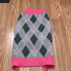 Argyle Dog Sweater - Pink and Gray